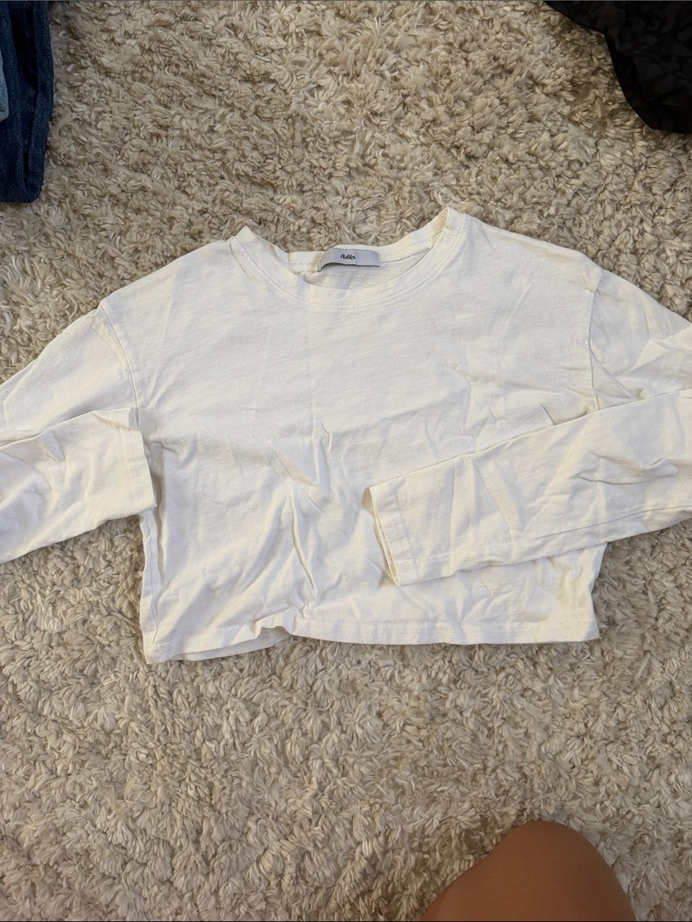 Adika White Long Sleeve Cropped Tee